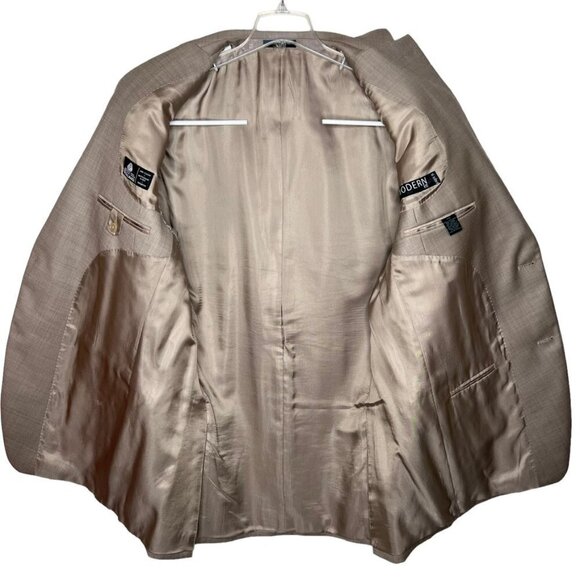 APT 9 Modern Fit Mens Wool Two Button Suit Jacket Sport Coat Size 44L Beige - Picture 3 of 14